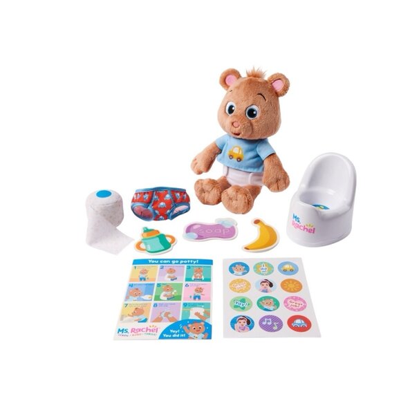 2024 Ms. Rachel POTTY TIME WITH BEAN Bear Plush Toy Play Toilet Paper & Soap NEW - Picture 5 of 8